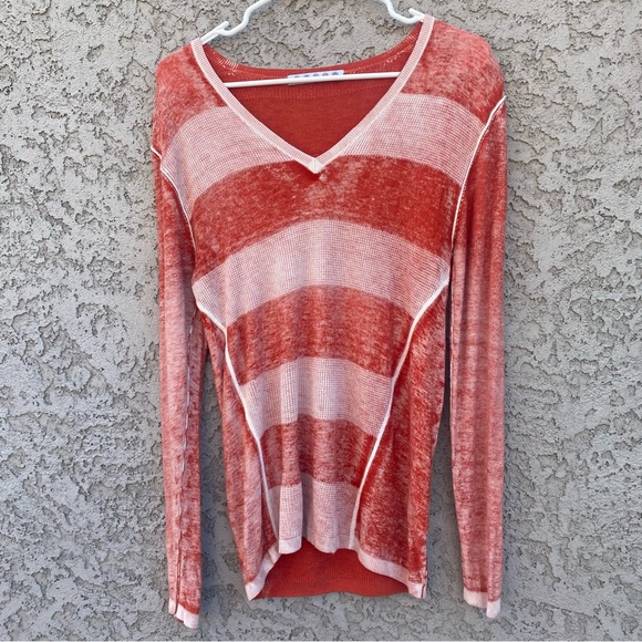 KOKUN V Neck Striped Sweater - Picture 1 of 13